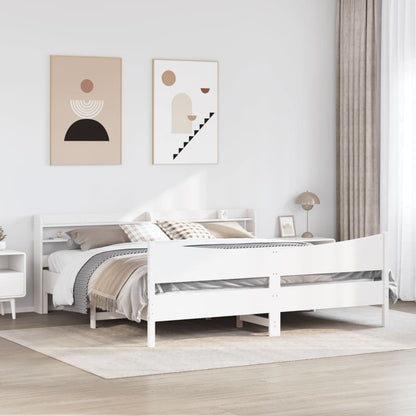 Rám Postele S Čelem Bílý 180 X 200 Cm Masivní Borovice