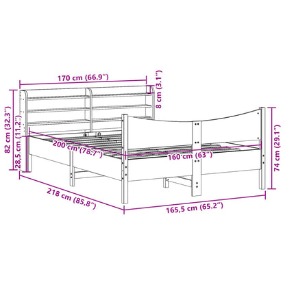 Rám Postele S Čelem 160 X 200 Cm Masivní Borové Dřevo