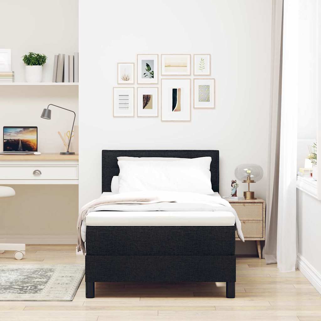 Postel S Boxspringem S Čelo Černý 80 X 200 Cm Textil