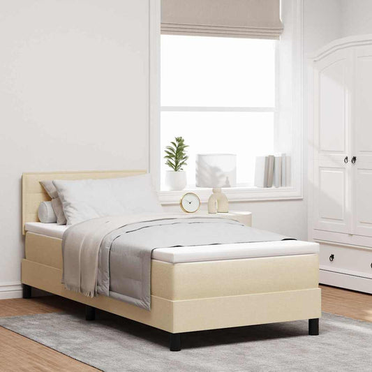 Postel S Boxspringem S Čelo Krémová 80 X 200 Cm Textil