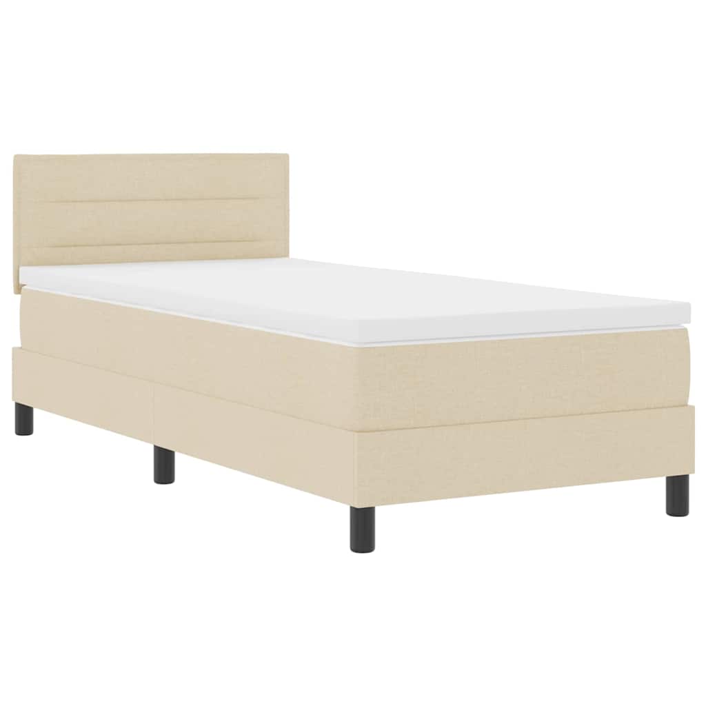 Postel S Boxspringem S Čelo Krémová 80 X 200 Cm Textil