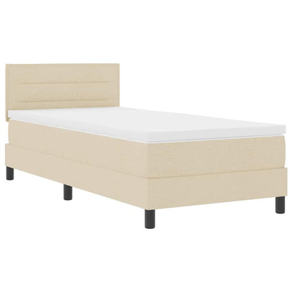 Postel S Boxspringem S Čelo Krémová 80 X 200 Cm Textil