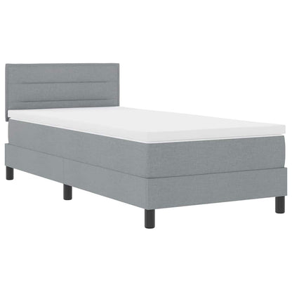 Postel S Boxspringem S Čelo Světle Šedá 90 X 190 Cm Textil