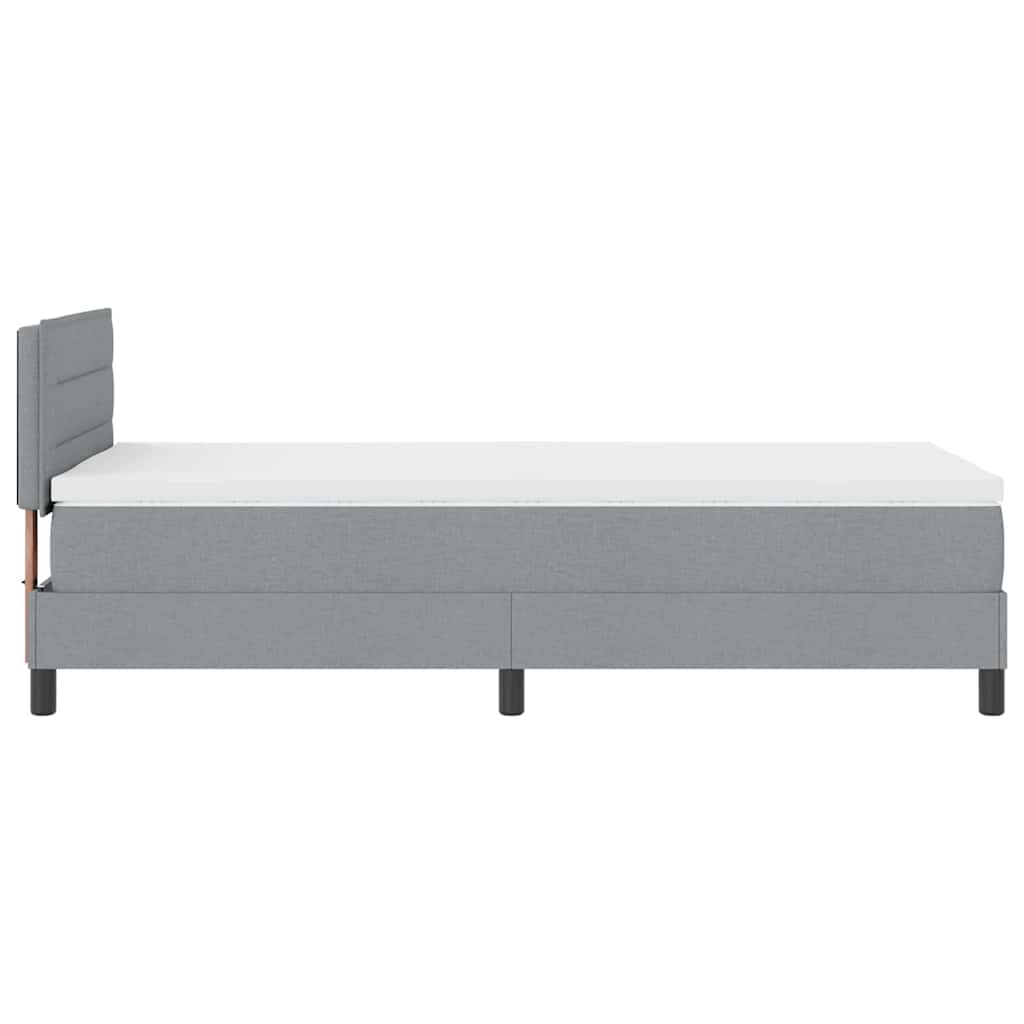 Postel S Boxspringem S Čelo Světle Šedá 90 X 190 Cm Textil