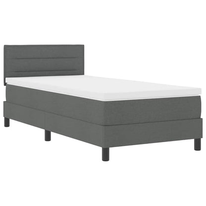 Postel S Boxspringem S Čelo Tmavě Šedá 90 X 190 Cm Textil