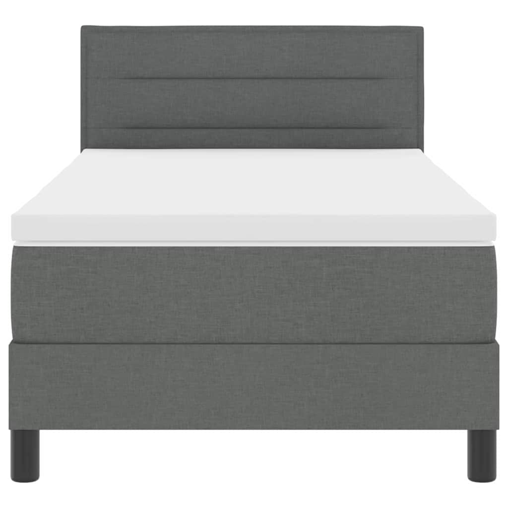 Postel S Boxspringem S Čelo Tmavě Šedá 90 X 190 Cm Textil