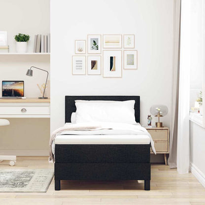 Postel S Boxspringem S Čelo Černý 90 X 190 Cm Textil