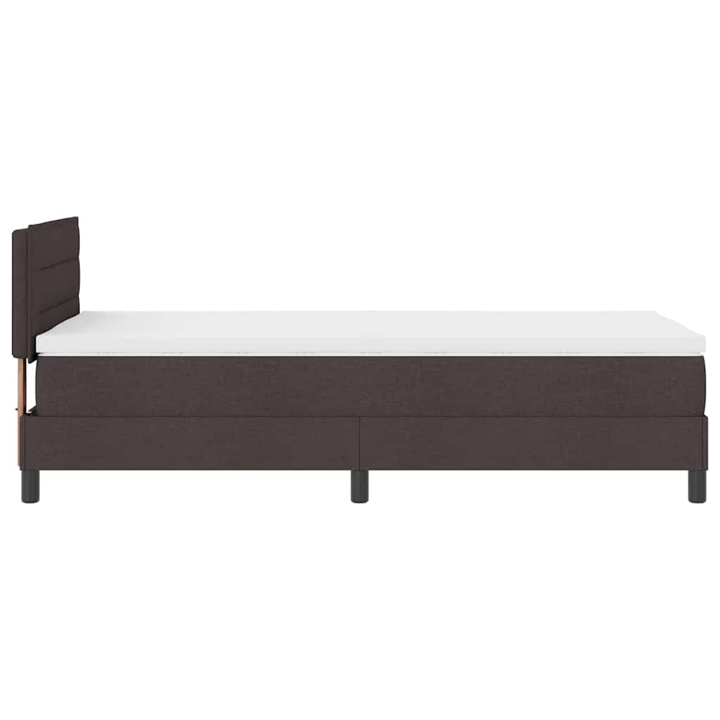 Postel S Boxspringem S Čelo Tmavě Hnědá 90 X 190 Cm Textil
