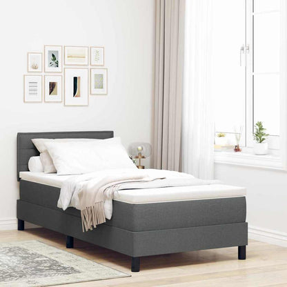 Postel S Boxspringem S Čelo Tmavě Šedá 90 X 200 Cm Textil
