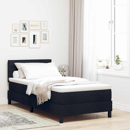 Postel S Boxspringem S Čelo Černý 90 X 200 Cm Textil
