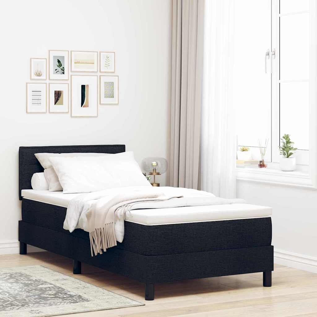 Postel S Boxspringem S Čelo Černý 100 X 200 Cm Textil