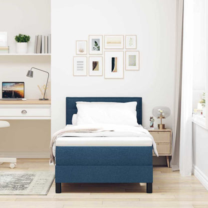 Postel S Boxspringem S Čelo Modrá 100 X 200 Cm Textil