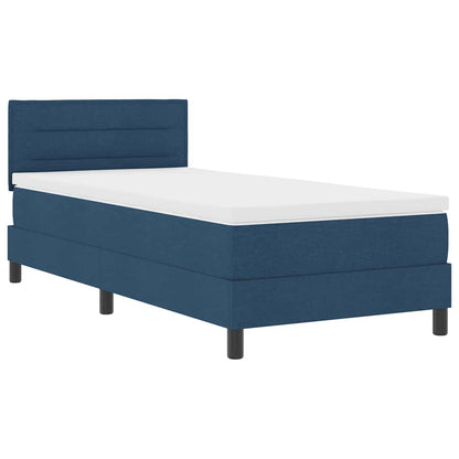 Postel S Boxspringem S Čelo Modrá 100 X 200 Cm Textil