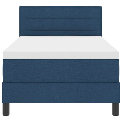 Postel S Boxspringem S Čelo Modrá 100 X 200 Cm Textil