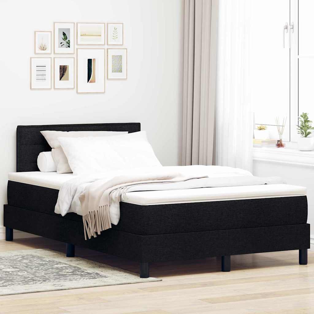 Postel S Boxspringem S Čelo Černý 120 X 190 Cm Textil