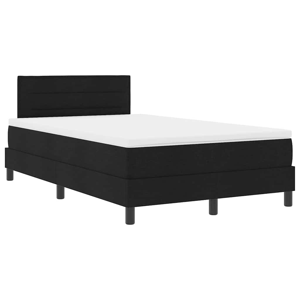 Postel S Boxspringem S Čelo Černý 120 X 190 Cm Textil