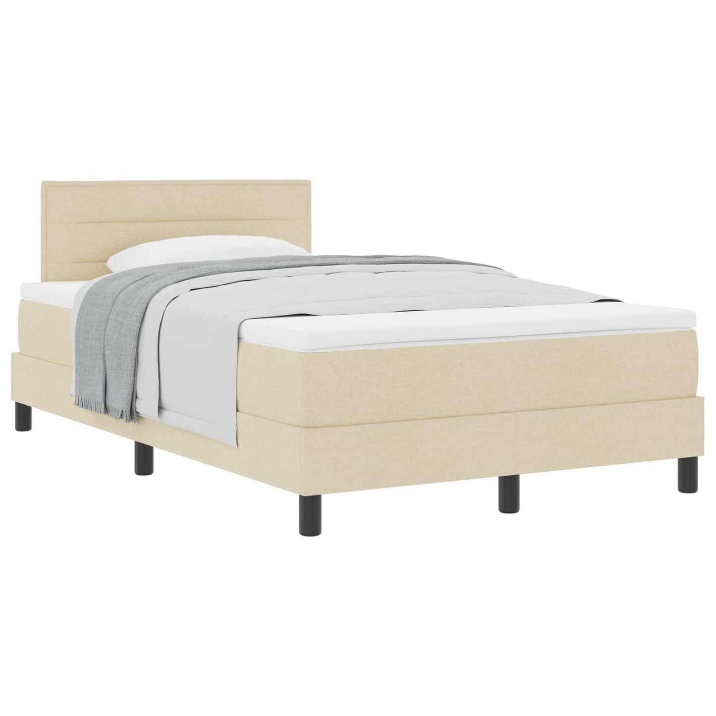 Postel S Boxspringem S Čelo Krémová 120 X 190 Cm Textil