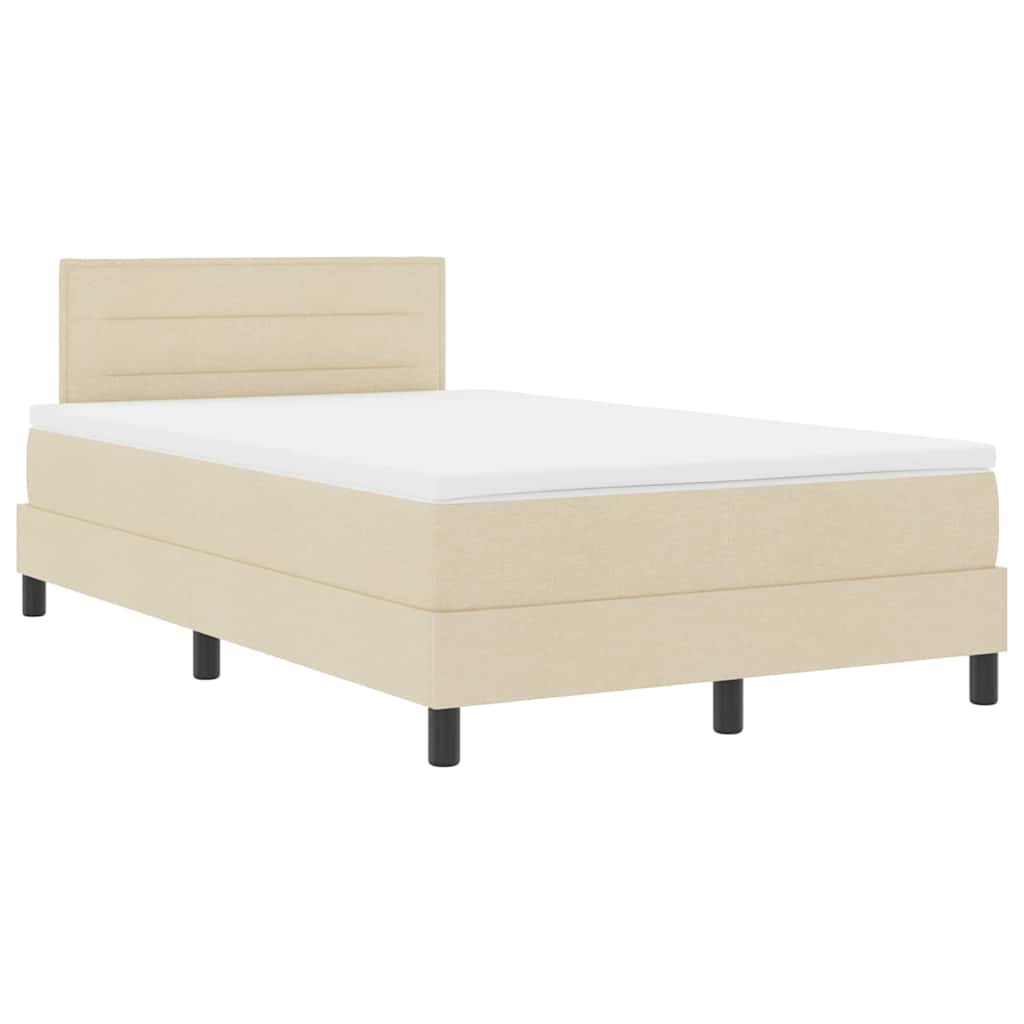 Postel S Boxspringem S Čelo Krémová 120 X 190 Cm Textil