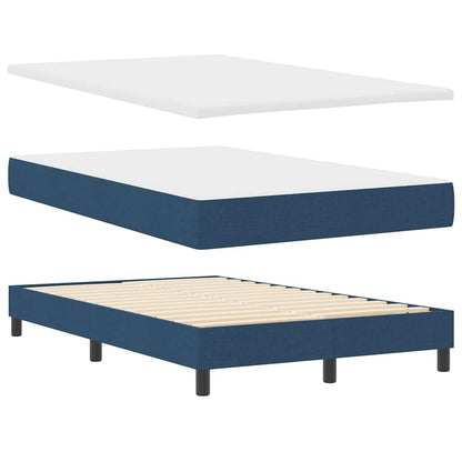 Postel S Boxspringem S Čelo Modrá 120 X 190 Cm Textil