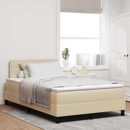 Postel S Boxspringem S Čelo Krémová 120 X 200 Cm Textil