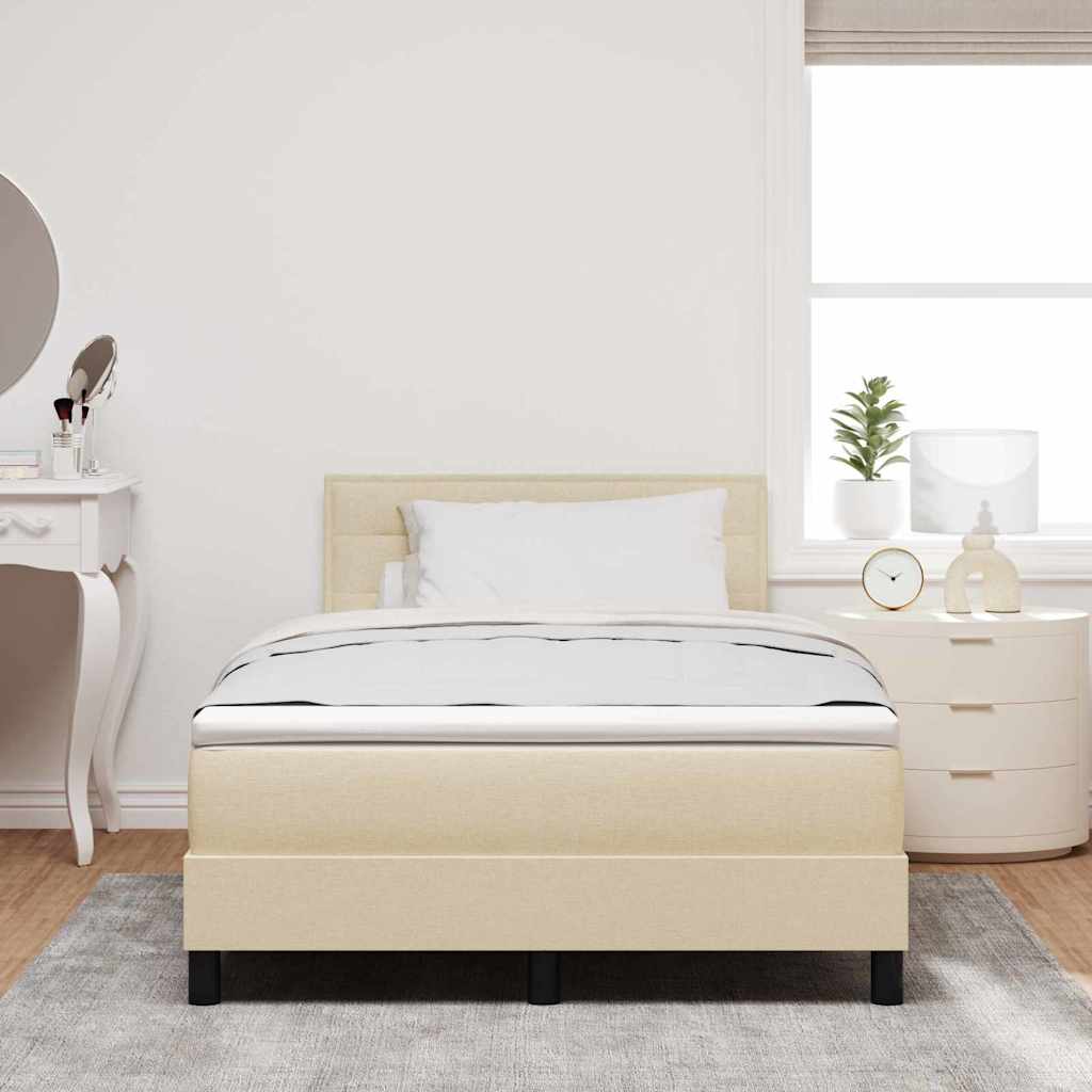 Postel S Boxspringem S Čelo Krémová 120 X 200 Cm Textil