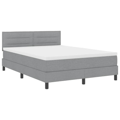 Postel S Boxspringem S Čelo Světle Šedá 140 X 190 Cm Textil