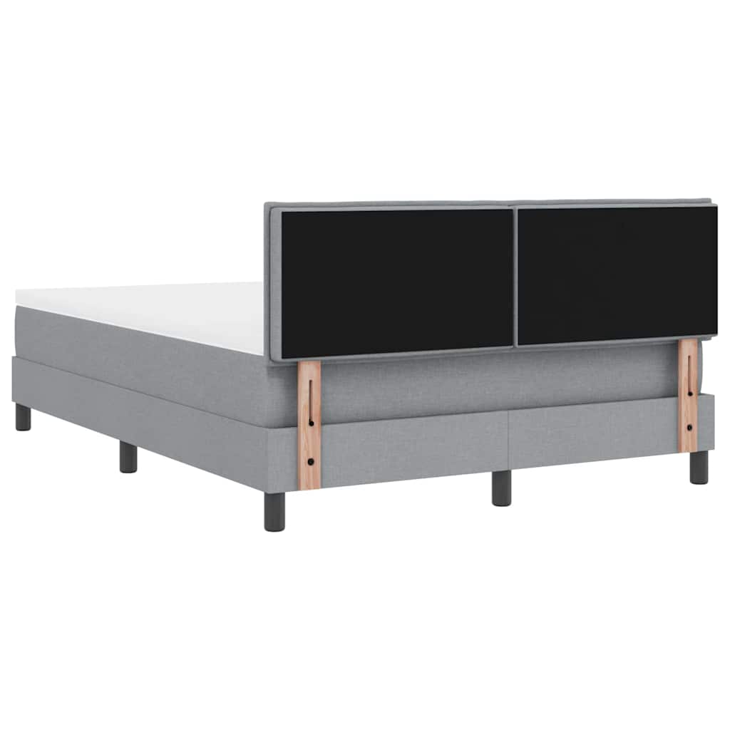 Postel S Boxspringem S Čelo Světle Šedá 140 X 190 Cm Textil