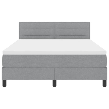 Postel S Boxspringem S Čelo Světle Šedá 140 X 190 Cm Textil