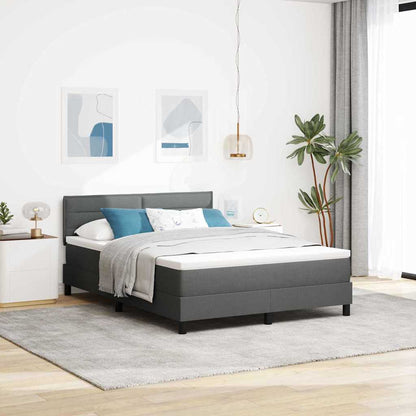 Postel S Boxspringem S Čelo Tmavě Šedá 140 X 190 Cm Textil