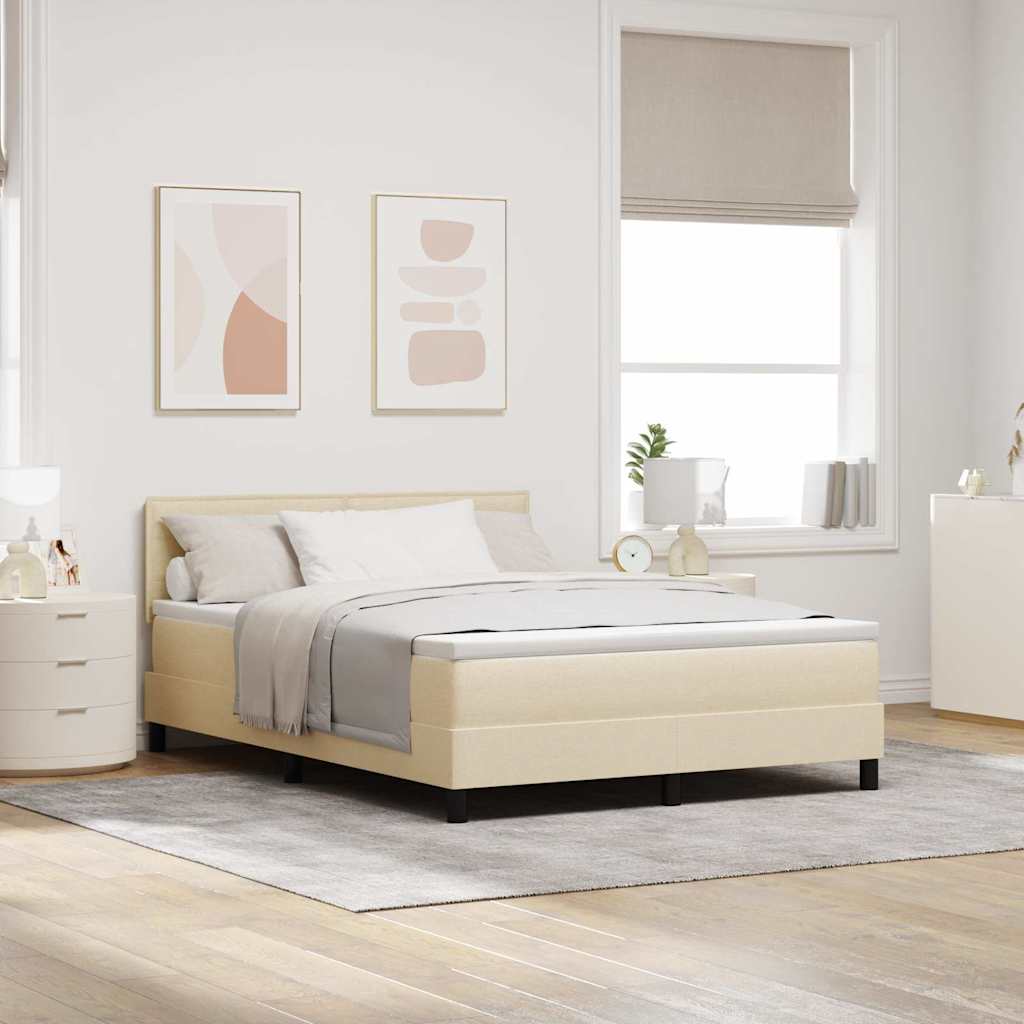 Postel S Boxspringem S Polštářem Krémová 140 X 190 Cm Textil