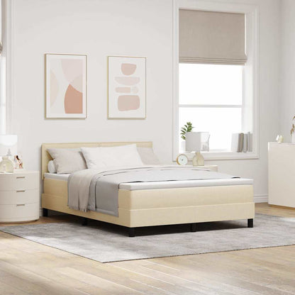 Postel S Boxspringem S Polštářem Krémová 140 X 190 Cm Textil