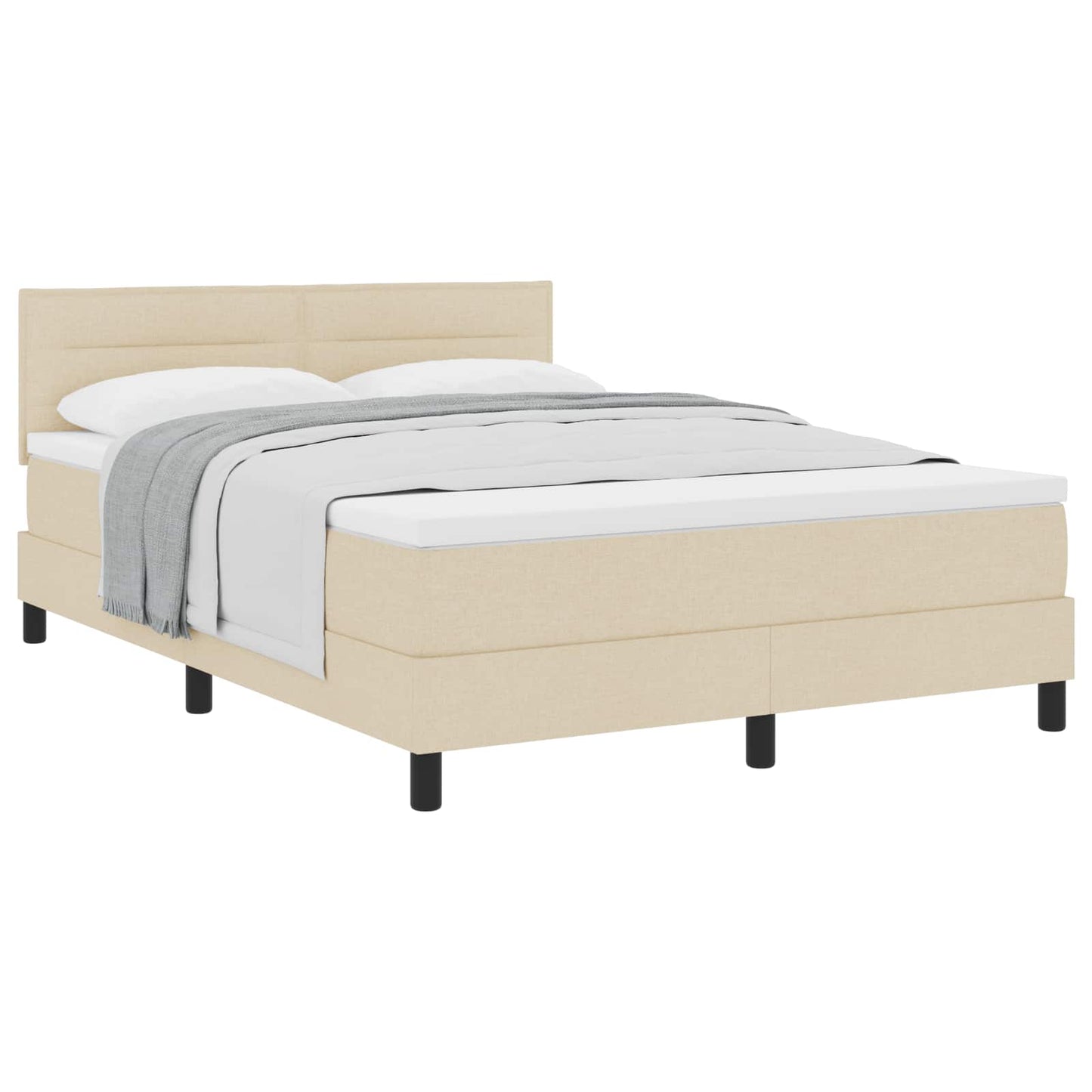 Postel S Boxspringem S Polštářem Krémová 140 X 190 Cm Textil