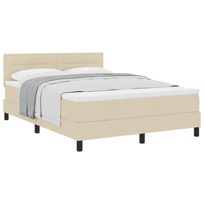Postel S Boxspringem S Polštářem Krémová 140 X 190 Cm Textil