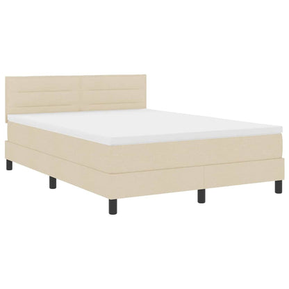 Postel S Boxspringem S Polštářem Krémová 140 X 190 Cm Textil