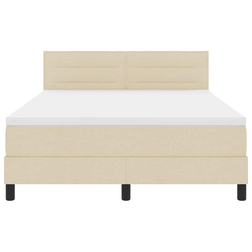 Postel S Boxspringem S Polštářem Krémová 140 X 190 Cm Textil