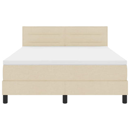 Postel S Boxspringem S Polštářem Krémová 140 X 190 Cm Textil