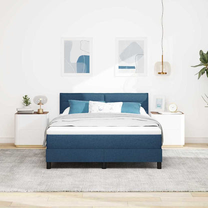Postel S Boxspringem S Čelo Modrá 140 X 190 Cm Textil