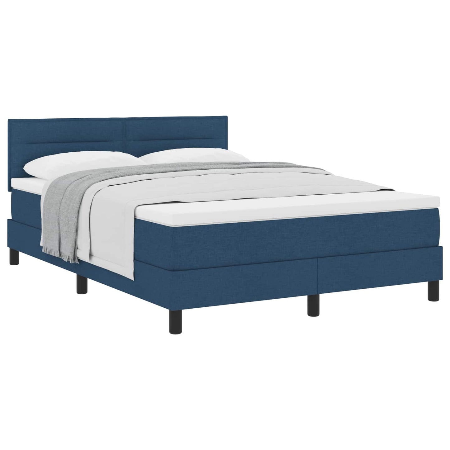 Postel S Boxspringem S Čelo Modrá 140 X 190 Cm Textil
