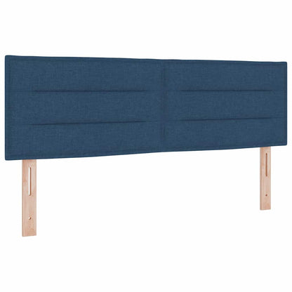 Postel S Boxspringem S Čelo Modrá 140 X 190 Cm Textil