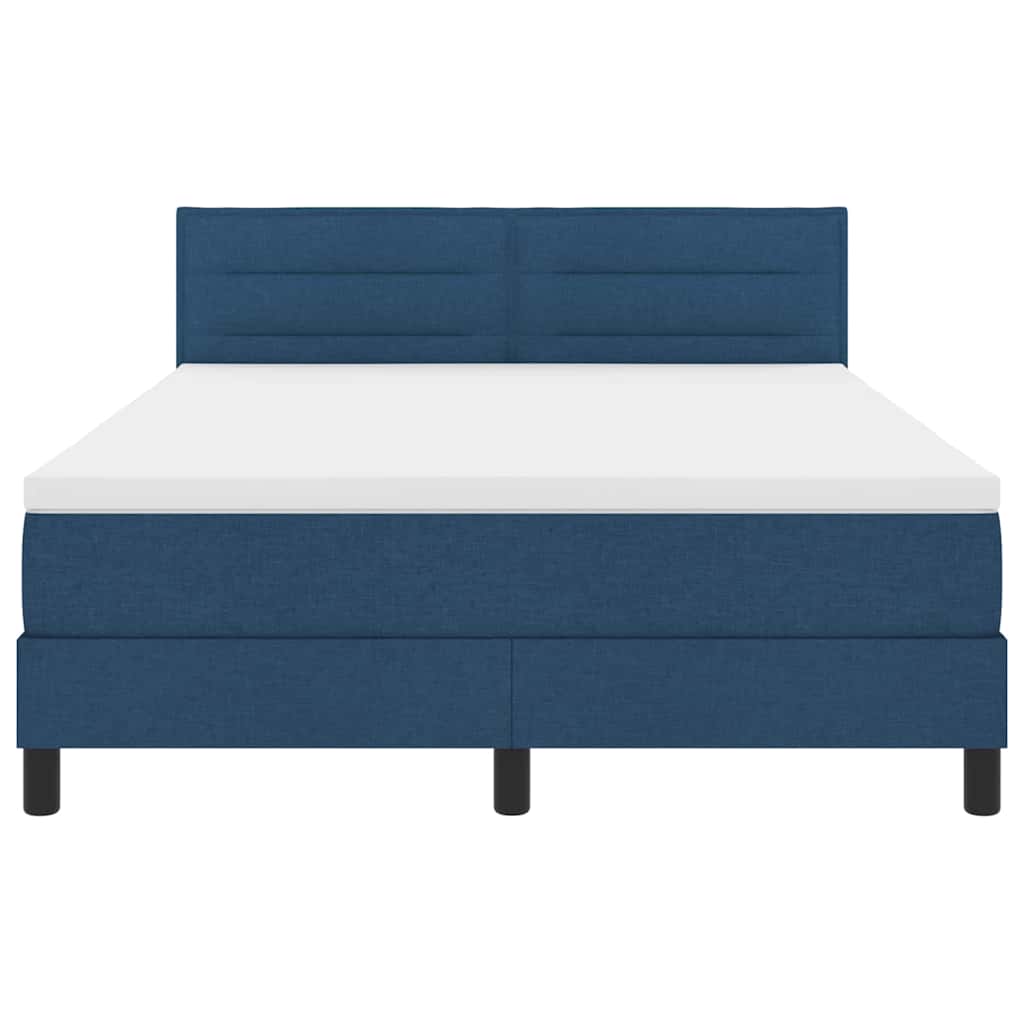 Postel S Boxspringem S Čelo Modrá 140 X 190 Cm Textil