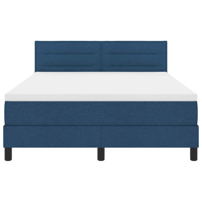 Postel S Boxspringem S Čelo Modrá 140 X 190 Cm Textil