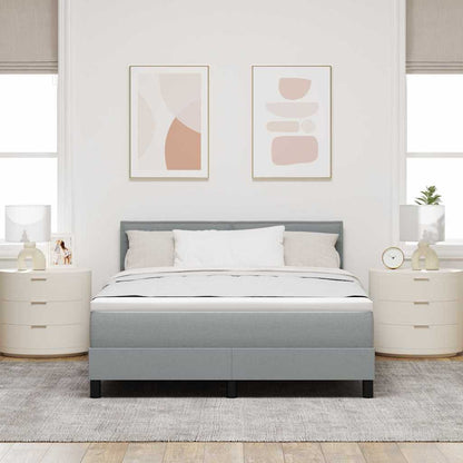 Postel S Boxspringem S Čelo Světle Šedá 140 X 200 Cm Textil