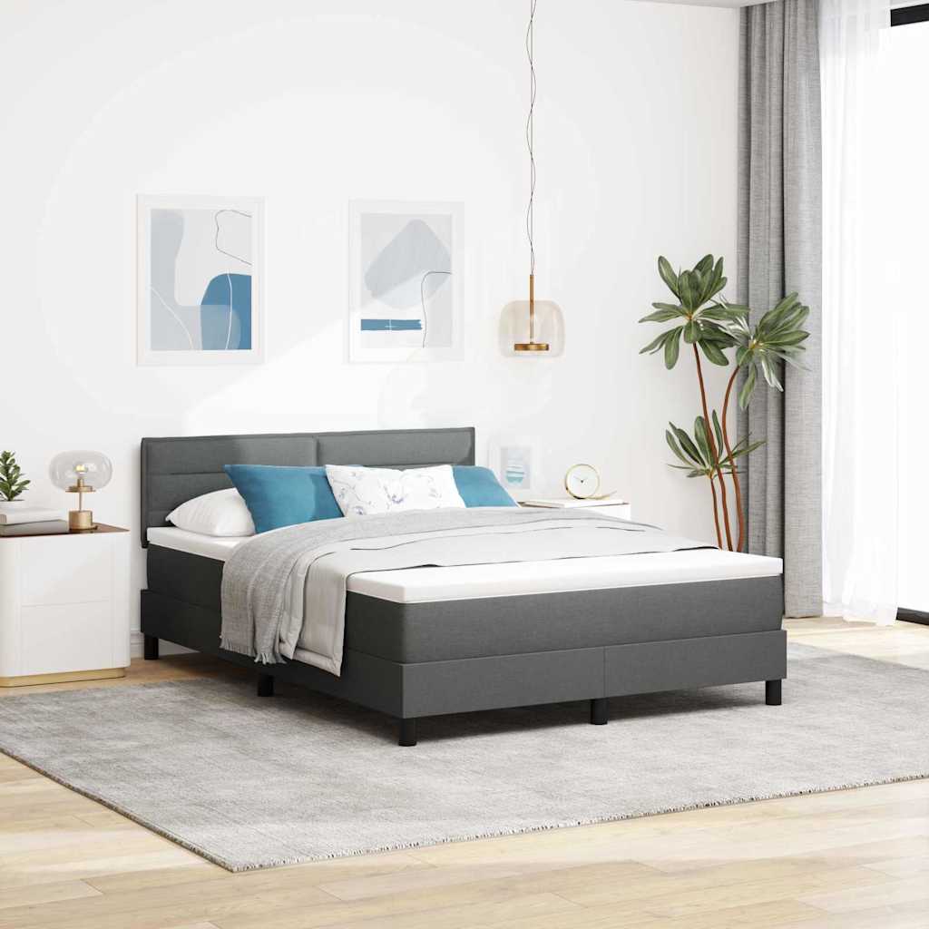 Postel S Boxspringem S Čelo Tmavě Šedá 160 X 200 Cm Textil