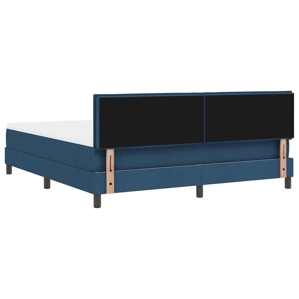 Postel S Boxspringem S Čelo Modrá 180 X 200 Cm Textil