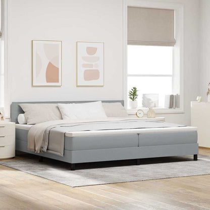 Postel S Boxspringem S Čelo Světle Šedá 200 X 200 Cm Textil
