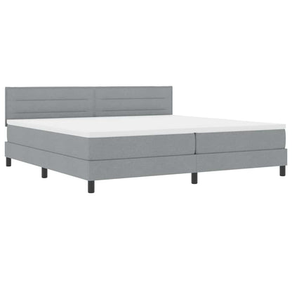 Postel S Boxspringem S Čelo Světle Šedá 200 X 200 Cm Textil