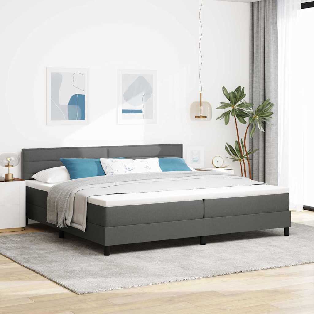 Postel S Boxspringem S Čelo Tmavě Šedá 200 X 200 Cm Textil