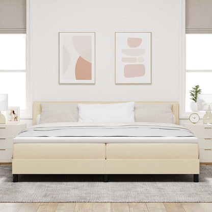 Postel S Boxspringem S Čelo Krémová 200 X 200 Cm Textil