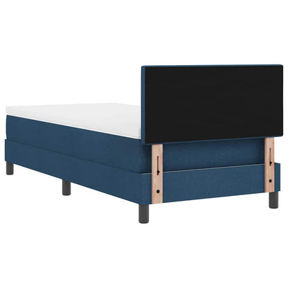 Postel S Boxspringem S Čelo Modrá 90 X 190 Cm Textil