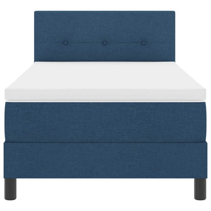 Postel S Boxspringem S Čelo Modrá 90 X 190 Cm Textil